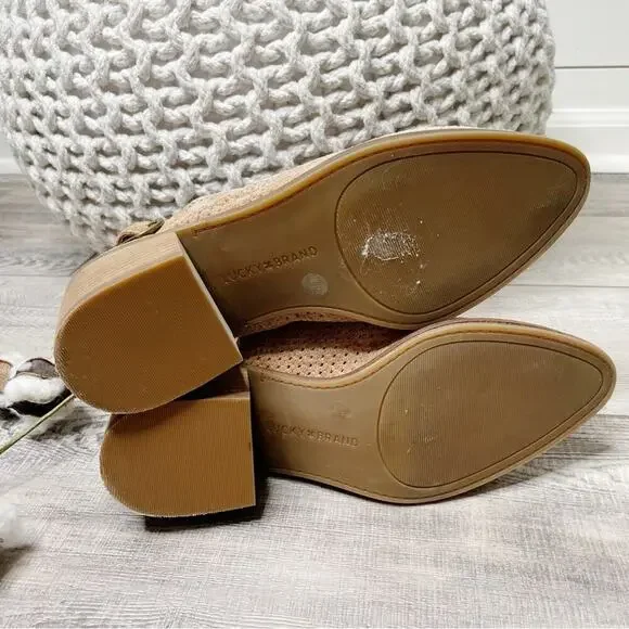 Lucky Brand Lideton Perforated Slingback Suede Shootie Booties Tan Size 7M - Picture 7 of 7